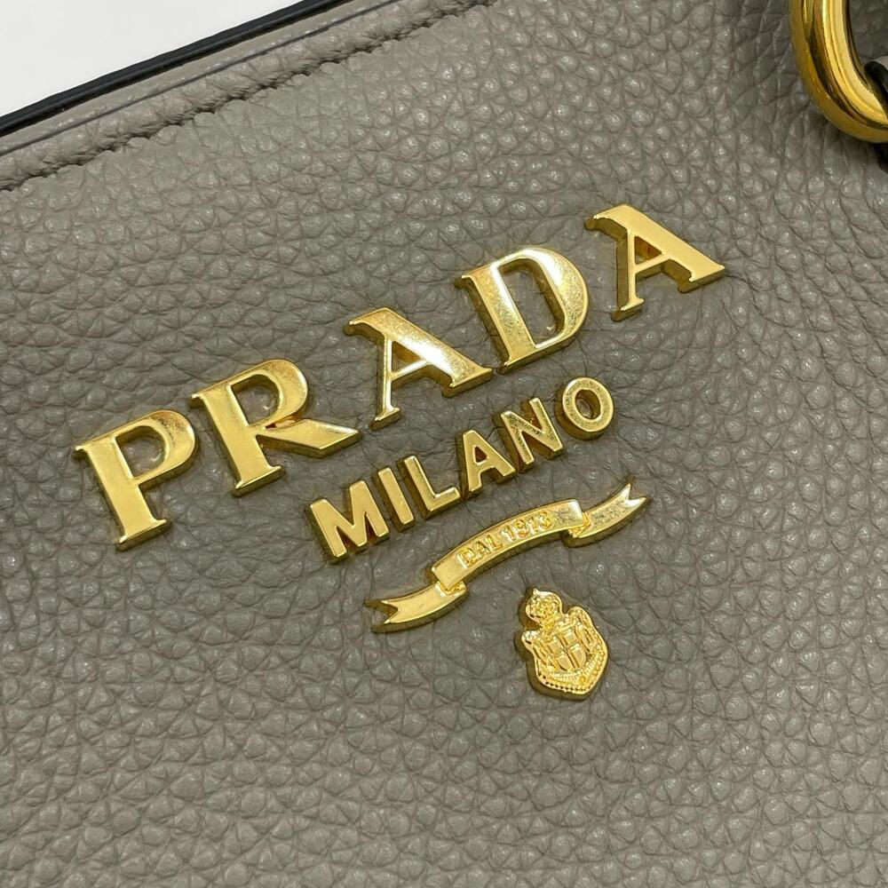 Prada Vitello Phenix Shopping Tote Bag Gray Argilla - Picture 13 of 15